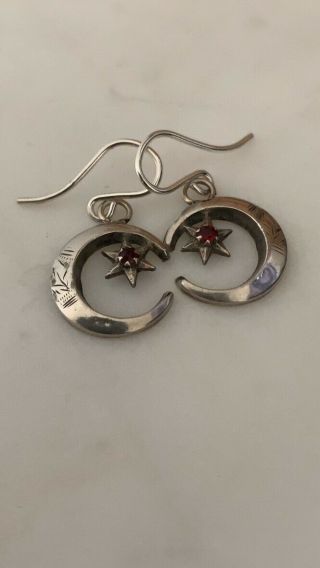 Sterling Silver Hallmarked Moon Stars Earrings 1902
