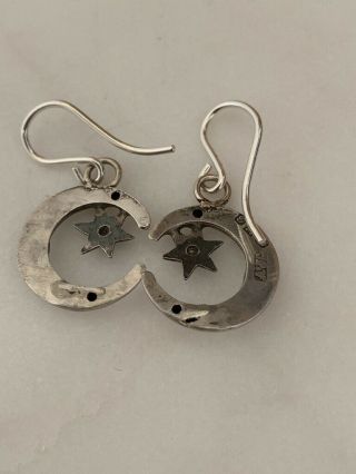 Sterling Silver Hallmarked Moon Stars Earrings 1902 3