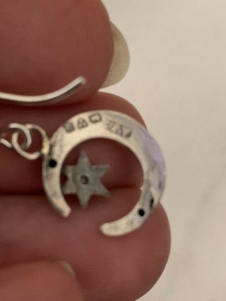 Sterling Silver Hallmarked Moon Stars Earrings 1902 4