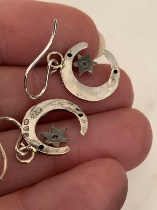Sterling Silver Hallmarked Moon Stars Earrings 1902 5