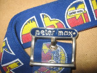 Vintage Peter Max Pop Art Alphabet Stretch Belt & Buckle Mid Century Modern Mcm