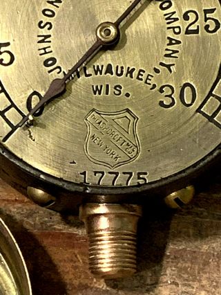 LATE 1800s Vintage ASHCROFT Brass Pressure Gauge,  Steampunk,  Antique,  Steam 7
