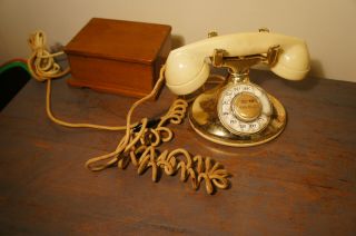 Vintage Western Electric Bell System F1 Telephone Art Deco Gold Rotary Dial Vtg