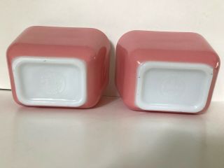 2 vintage Pyrex pink refrigerator dishes with lids 501 - C 3