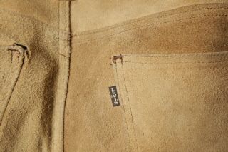 Mens Vintage RARE Levis Big E 60s Tan Suede Leather Pants 33 