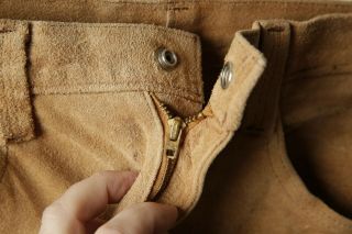 Mens Vintage RARE Levis Big E 60s Tan Suede Leather Pants 33 
