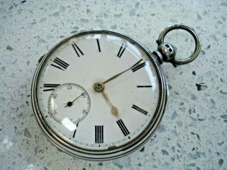 1868 Solid Silver Fusee Pocket Watch By T.  W.  Davies Morriston