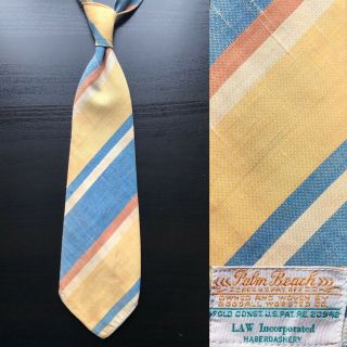 Palm Beach Cloth Striped Tie Vguc Euc Vtg Art Deco 1930s 1940s Beau Brummell