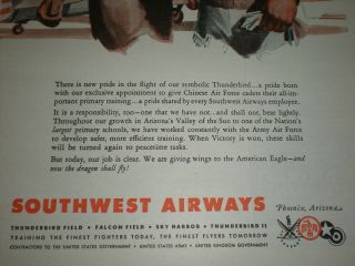 1943 WWII WINGS FOR THE CHINA DRAGON vintage SOUTHWEST AIRWAYS Trade print ad 3