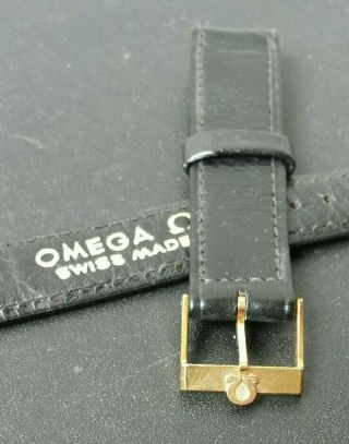 Omega Vintage Gold Plated Buckle And Leather Strap.  1960/70s.