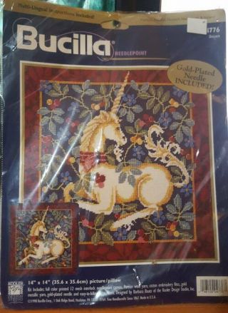 Rare Bucilla Needlepoint Kit Unicorn Barbara Baatz 1998 Vintage