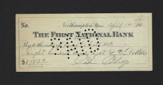 Calvin Coolidge Signed First National Bank Check,  30th President Jsa Loa Rare