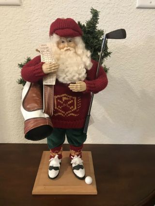 Vintage Lynn Haney Handcrafted Golfing Santa Signed,  1993