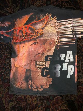 Vtg 90s Aerosmith Get A Grip All Over Print T Shirt 4