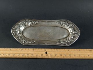 Antique Sterling Silver Pin Dresser Tray By Gorham With Unusual Engraving