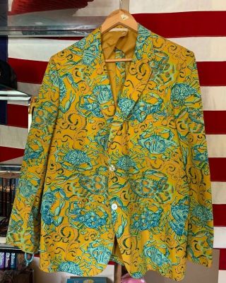 Vintage 60s LILLY PULITZER MEN ' S STUFF PALM BEACH SPORT Suit Coat.  Rare 5