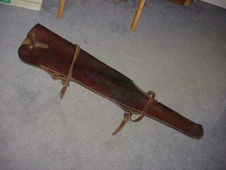 Vintage Leather Scabbard For A Bolt Action Scoped Rifle With Straps Sh