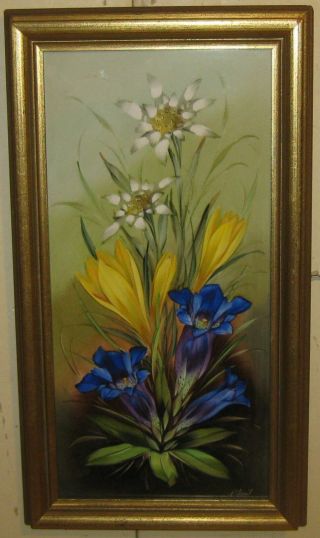 Vintage Mettlach Villeroy & Boch Flower Still Life Artist Signed Painted Plaque