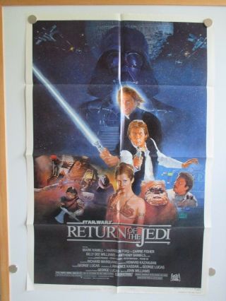 Vintage Star Wars Return Of The Jedi Style B 1 - Sheet 27x41 1983 Vf