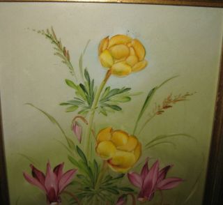 Vintage METTLACH Villeroy & Boch ' FLOWER BOUQUET ' Artist Signed PAINTED Plaque 6