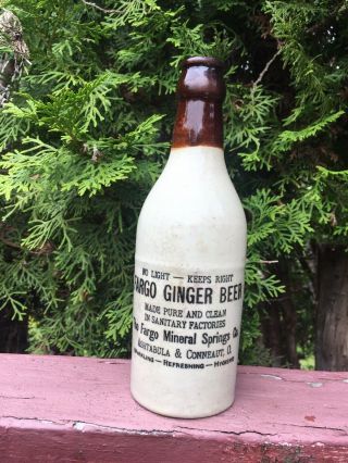 Old Vintage Fargo Ginger Beer Stoneware Bottle Ashtabula & Conneaut Ohio