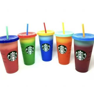 Starbucks Cold Color Changing Cups Reusable 5 - Pack Or Single 24oz Rare
