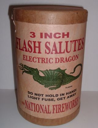Rare Vintage Fireworks Fire Cracker Electric Dragon Flash Salutes Drum Can Empty
