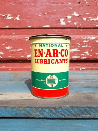 National En - Ar - Co Lubricants 1 Lbs.  Metal Can Vintage Full Oil & Grease