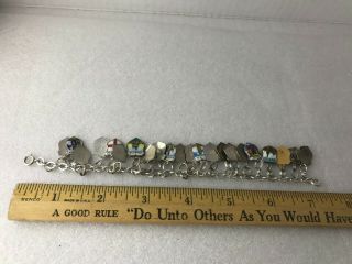 Vintage Enamel Silver charm travel bracelet with 22 charms 835 silver bracelet 7