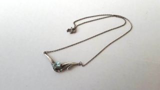 Faberge design Antique 84 Silver Necklace with Aquamarine Stone 3