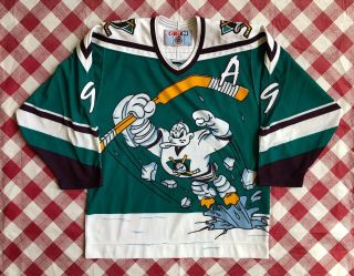 1996 Paul Kariya Anaheim Mighty Ducks Wild Wing Ccm Nhl Jersey Size Medium Rare
