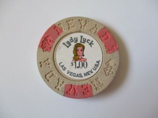 Vintage Lady Luck Casino Las Vegas Nevada $1 Poker Chip