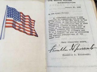 Wwii U.  S.  Military 1941 Bible Army Navy Religion F.  D.  Roosevelt Letter
