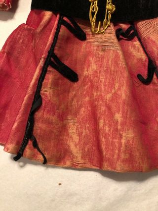 Wonderful Antique German Cotton Silk Blend Factory Doll Dress 4