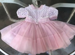 Vintage Toddler Girl Pink Sheer Full Skirt Party Dress