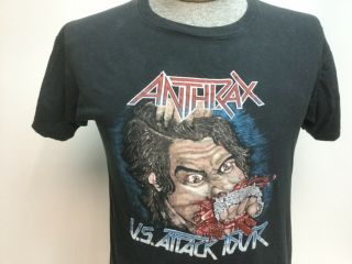 Rare Vintage 1980s Screen Stars ANTHRAX T Shirt Rock XL US Attack Tour 2