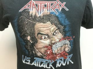 Rare Vintage 1980s Screen Stars ANTHRAX T Shirt Rock XL US Attack Tour 3