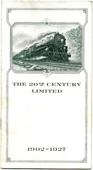Vintage 1927 20th Century Limited Railroad Train Anniversary Booklet - Timetable