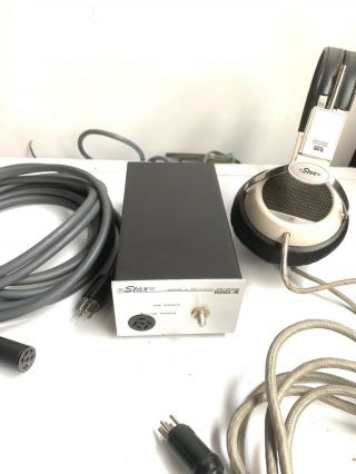 Vintage Stax Sr - 5 Electrostatic Headphones W/ Srd - 6 Adapter Japan As - Is