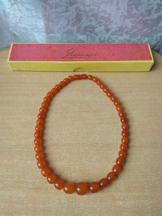 Vintage Ussr Natural 25.  9gr Honey Ball Baltic Amber Beads Necklace 波羅的海琥珀