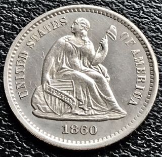 1860 Proof Seated Liberty Half Dime 5c Very Rare 17899