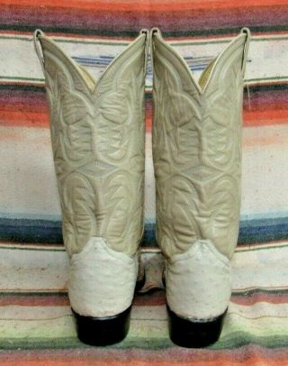 Mens Vintage Tony Lama El Rey Bone Full Quill Ostrich Cowboy Boots 9 D Good Cond 4