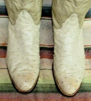 Mens Vintage Tony Lama El Rey Bone Full Quill Ostrich Cowboy Boots 9 D Good Cond 5