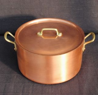 Vintage Belgian Copper / Brass Pot Casserole With Lid Thickness 2,  Mm