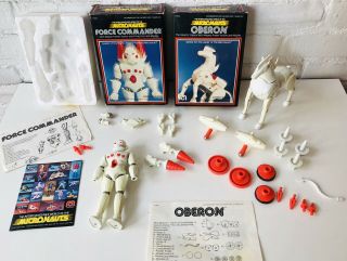 Micronauts Force Commander & Oberon Figures W/ Box Mego Vtg Toys 70’s