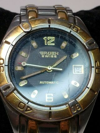 Gruen Swiss Automatic GSM015 Mens Vintage 25 Jewels Black Face Wristwatch 2