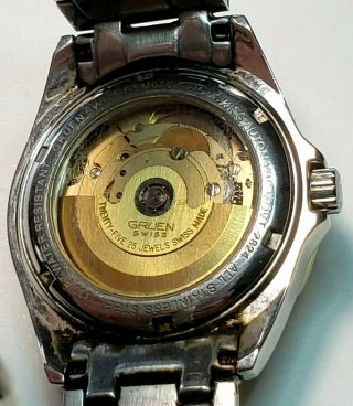 Gruen Swiss Automatic GSM015 Mens Vintage 25 Jewels Black Face Wristwatch 4