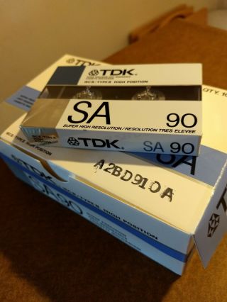 Tdk (vintage 1987 - 1989) Sa 90 Cassette Tapes,  Box Of 10 -