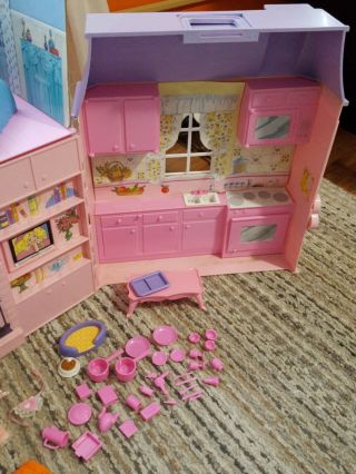 Vintage Barbie Clone Pink Folding House plus 4