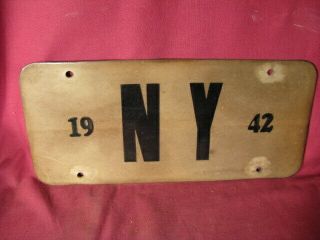 Rare Ww2 1942 Fiberboard York License Plate